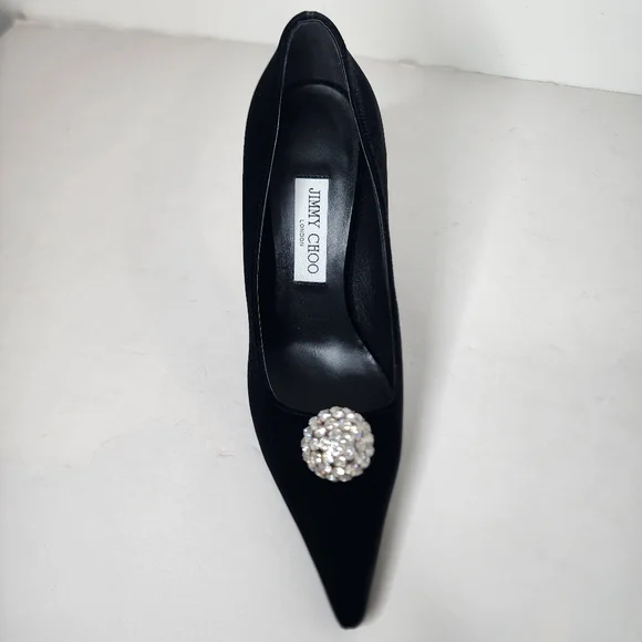 Jimmy Choo Orbs 95 Embellished Womens Black Pump Size 39.5 - Picture 5 of 9